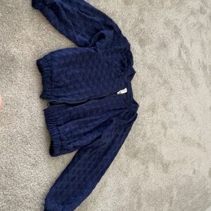 Navy textured bomber